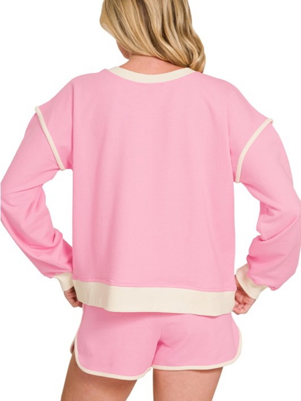 French Terry Pullover & Shorts Set – Candy Pink - Picture 2 of 4